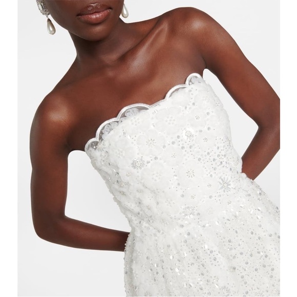 Self Portrait White Beaded Sequin Bandeau mini dress size US2 - Picture 5 of 10